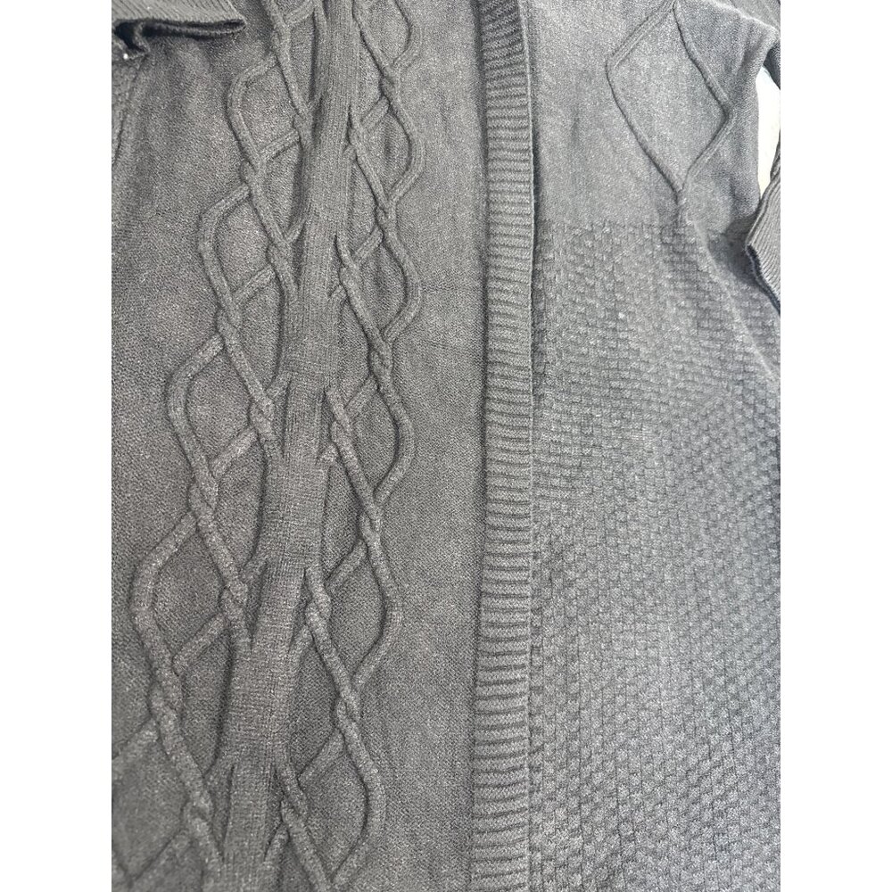 Cashmere Womens Long Black Cardigan Sweater Hoodie W/Cable Knit Pattern Soft - Picture 9 of 16